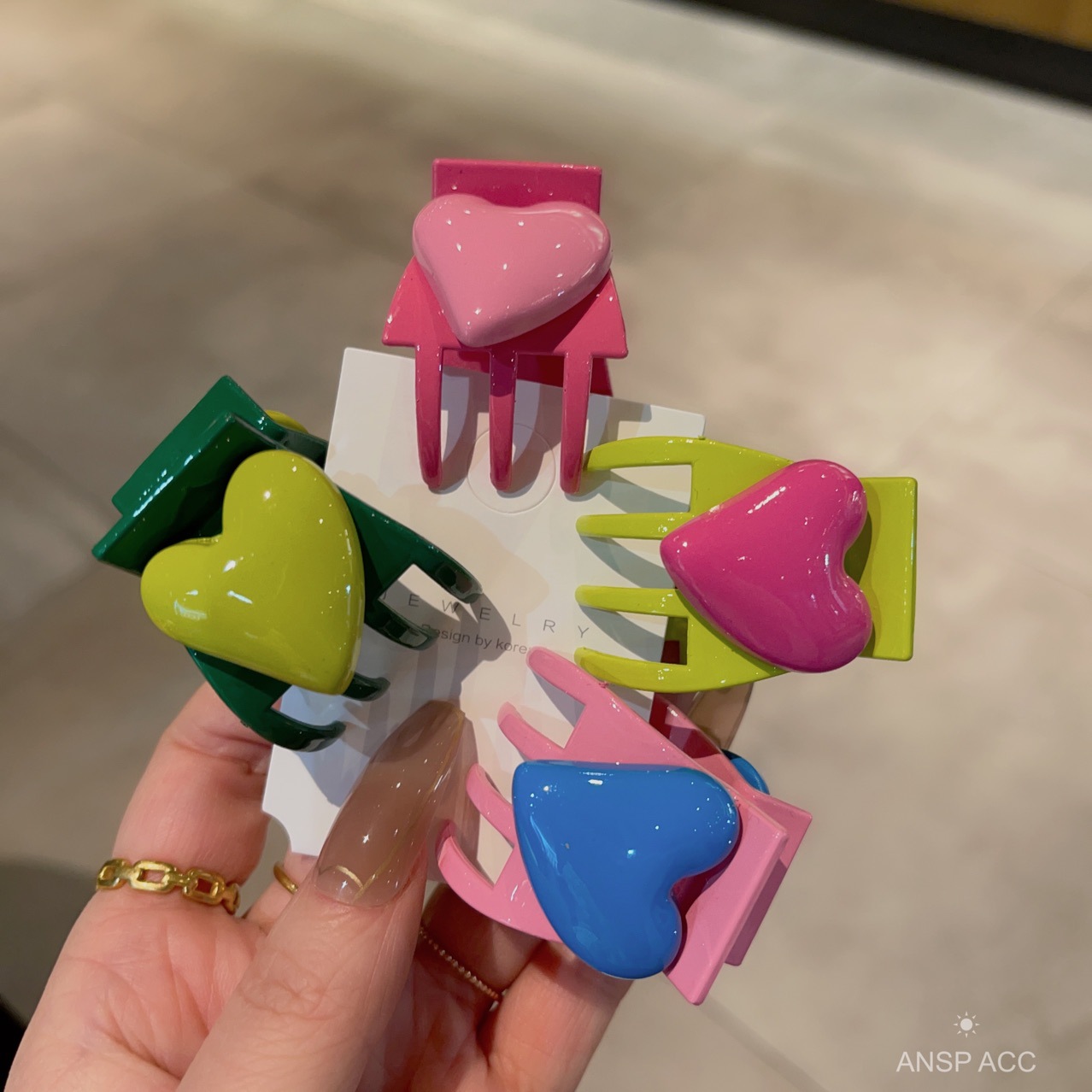Women'S Fashion Korea - 4pcs/set Colorful Heart Shape Hair Clips