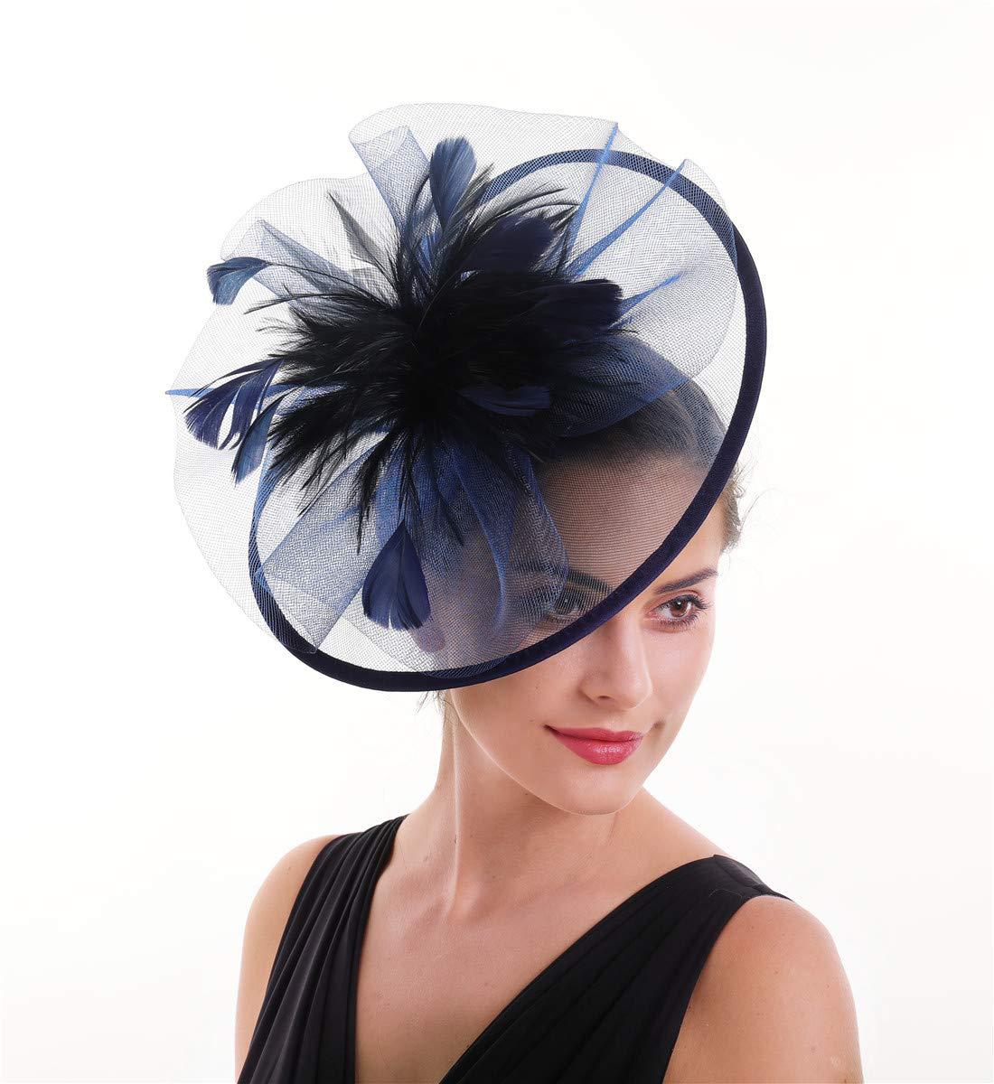 Women Feather Fascinator Hat M - Women'S Fashion Kentucky Derby 评论和价格