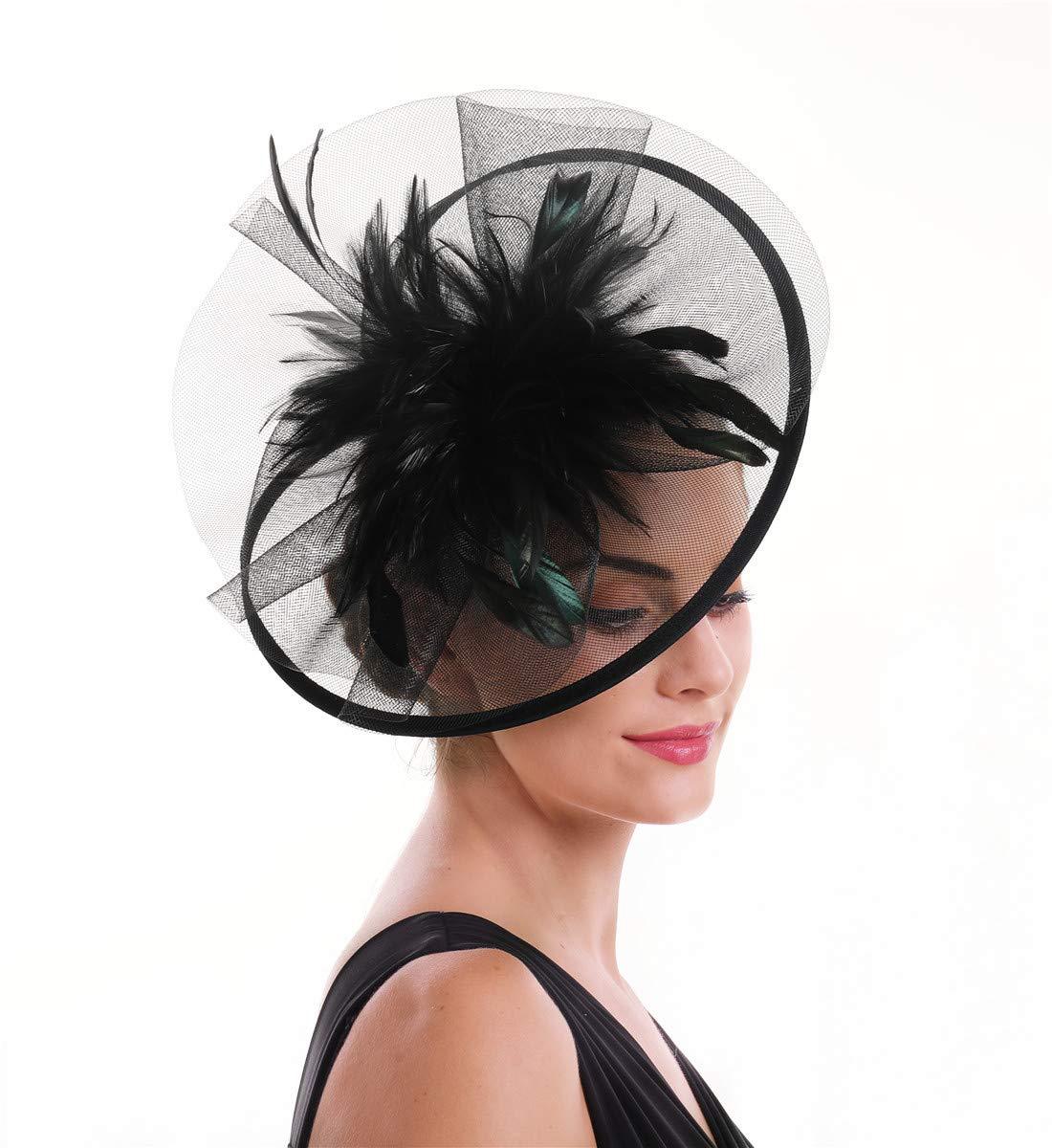 Women Feather Fascinator Hat M - Women'S Fashion Kentucky Derby 评论和价格