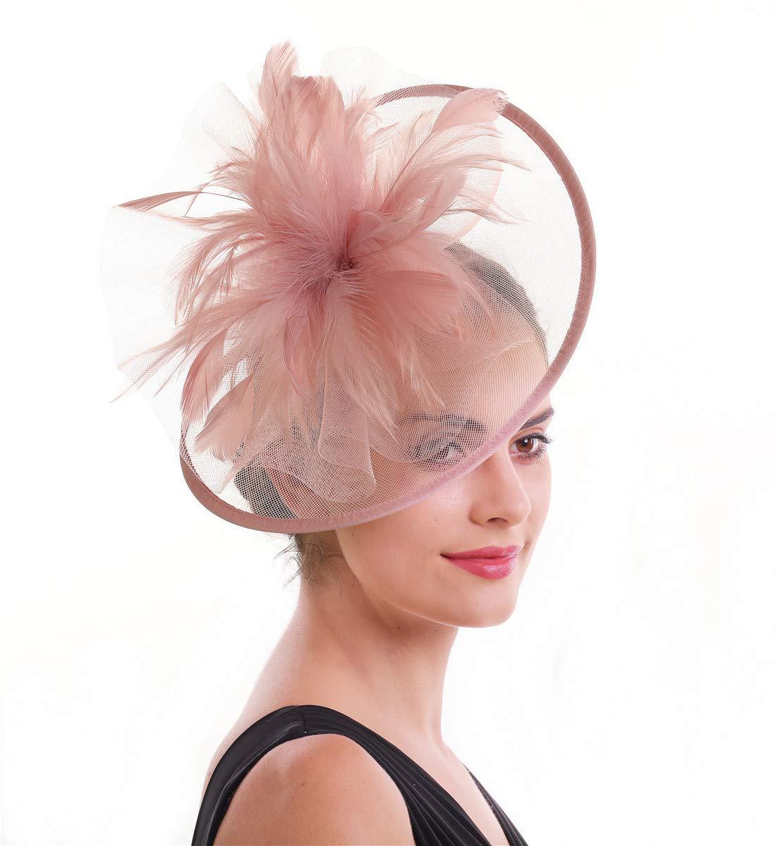 Women Feather Fascinator Hat M - Women'S Fashion Kentucky Derby 评论和价格