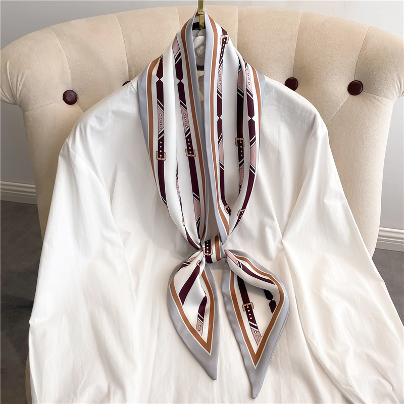 Fashion Print Long Silk Scarf  - Women Fashion Necktie 评论和价格