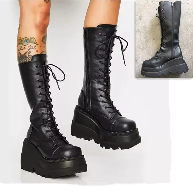 Women's Platform Boots Punk Mi - Women'S Fashion Knee High Boots 评论和价格